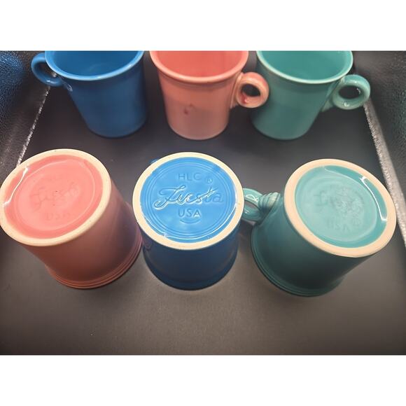 Lot of 6 Fiestaware Coffee Mugs Cups O Ring Handle HLC 3.5" x 3.5" / Fiesta Ware - Picture 3 of 3